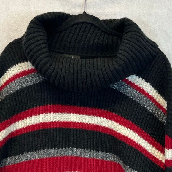 NWT BY&BY Women’s Sweater XXL Black Red Gray Stripe Cowl Neck Drop Shoulder - Picture 5 of 16